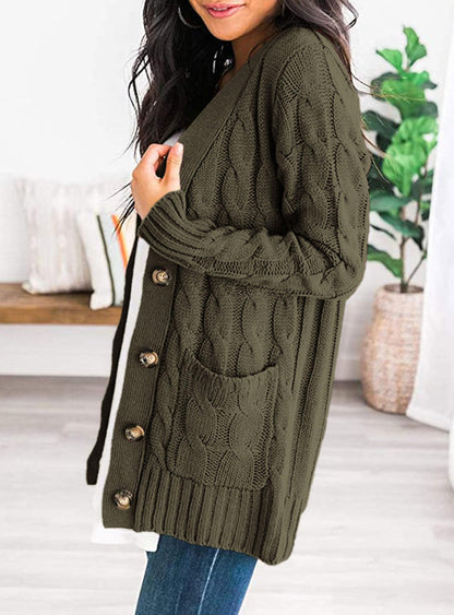 PRETTYGARDEN Women's Cable Knit Cardigan Sweaters Fall(Army Green,L) 🍁 All In One Marketplace Canada