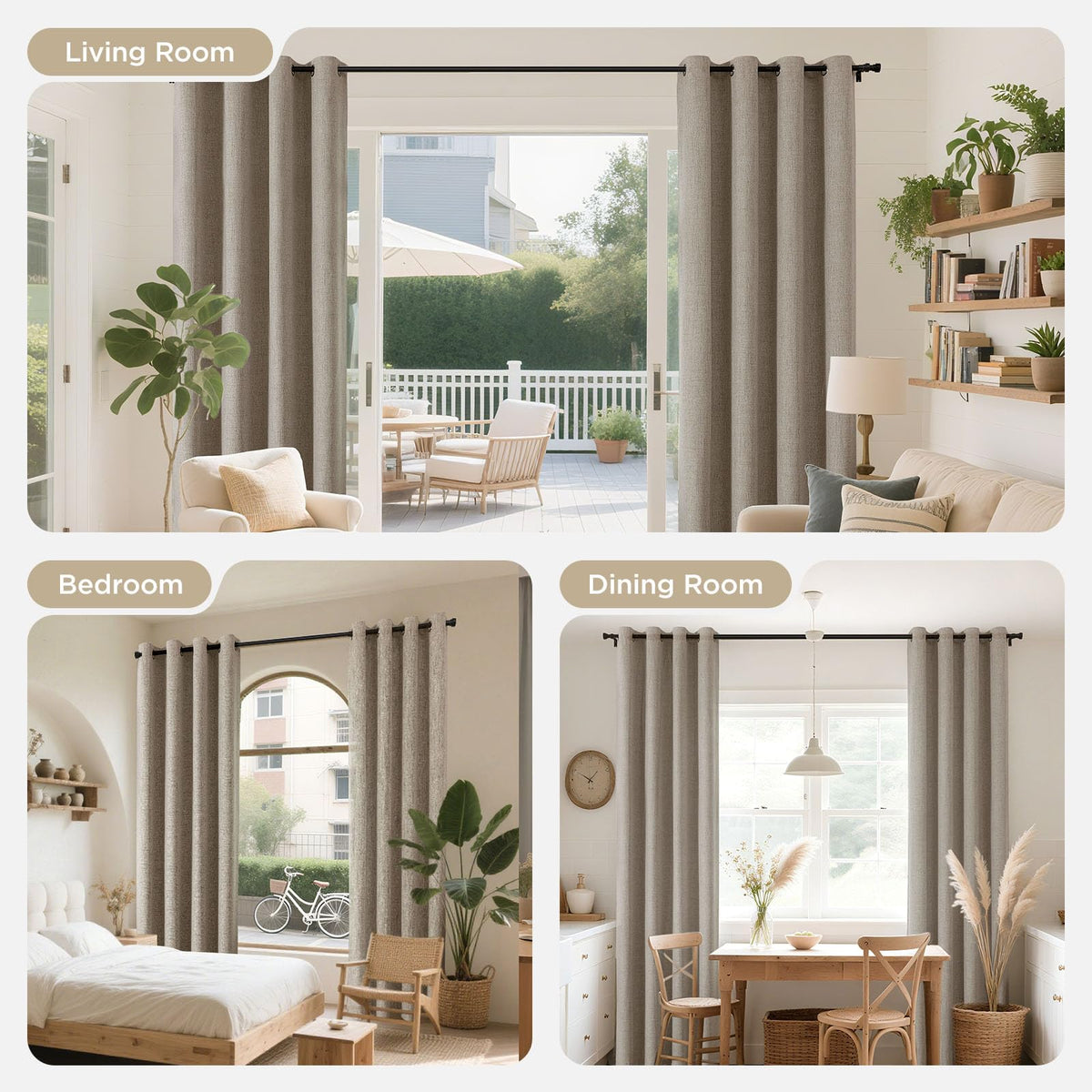 Joydeco Blackout Curtains 84 Inches Long 100% Blackout Curtains 2 Panels, Room Darkening Opaque Curtains for Bedroom, Thermal Drapes Privacy Protection 2 Panels Set(W52 x L84 Inch, Linen)