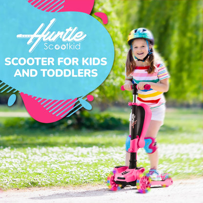 Hurtle - 3 Wheel Foldable Kick Scooter for Kids & Toddlers (Pink CA) Hurtle