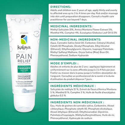 KaLaya Extra Strength Pain Relief Cream With CSSO and Roller Massager Ball for Back, Neck, Muscle, Shoulder, Hand and Knees with Natural Active, Pain Blocking & Anti inflammatory Ingredients (100g) 🍁 All In One Marketplace Canada