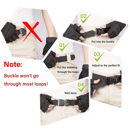 JUKMO Tactical Belt, Military Hiking Rigger 1.5 inches Nylon Web Work Belt with Heavy Duty Quick Release Buckle (Black, Medium)