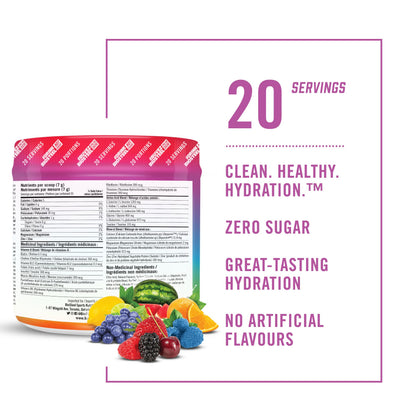 BioSteel Electrolyte Hydration Mix Powder, Zero Sugar, No Artificial Flavours, Rainbow Twist, 20 Serving Container