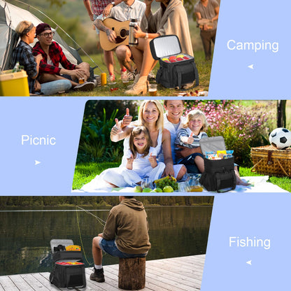 Tactical Lunch Box Cooler Bag - Expandable Insulated Lunch Bag for Men Daily - Large Lunchbox for Adults Work Shifts Outdoor Trips Black 16L - Available at All In One Marketplace Canada
