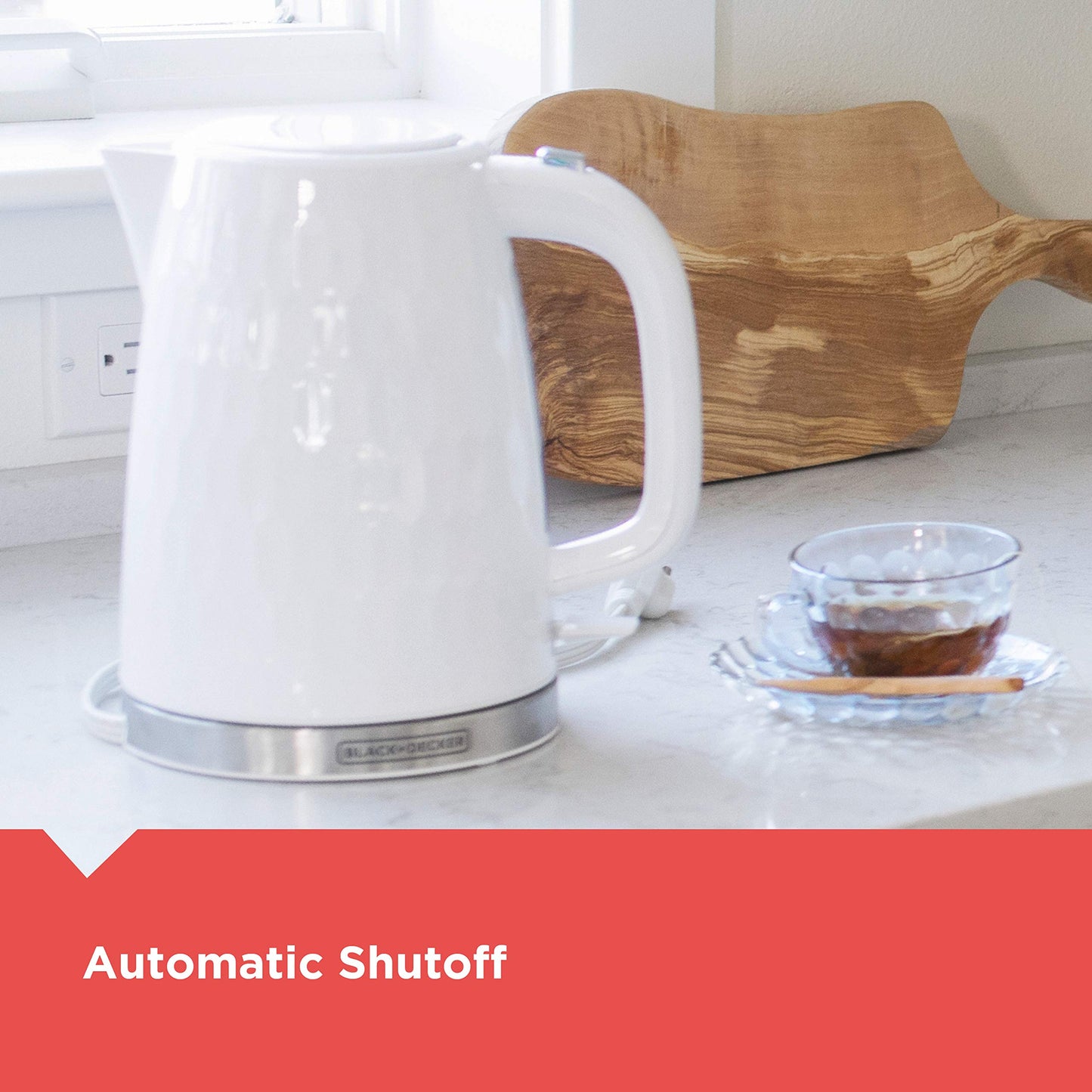 BLACK+DECKER Honeycomb Collection Rapid Boil 1.7L Electric Cordless Kettle with Premium Textured Finish, White, KE1560W - Available at All In One Marketplace Canada