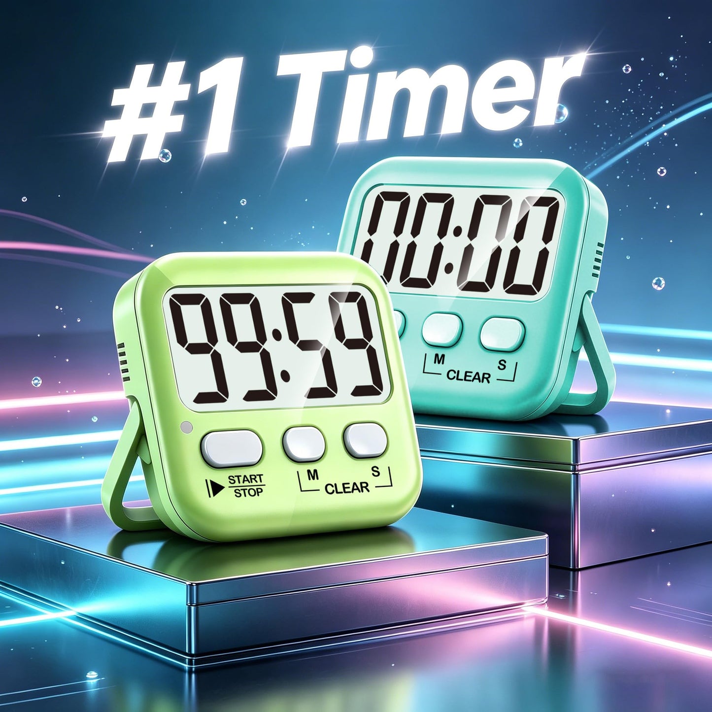 Antonki 2-Pack Kitchen Timer for Cooking, Digital Timer for Kids Teacher Study Classroom, Magnetic Countdown Minuteur for Egg Baking Oven Exercise - Battery Included