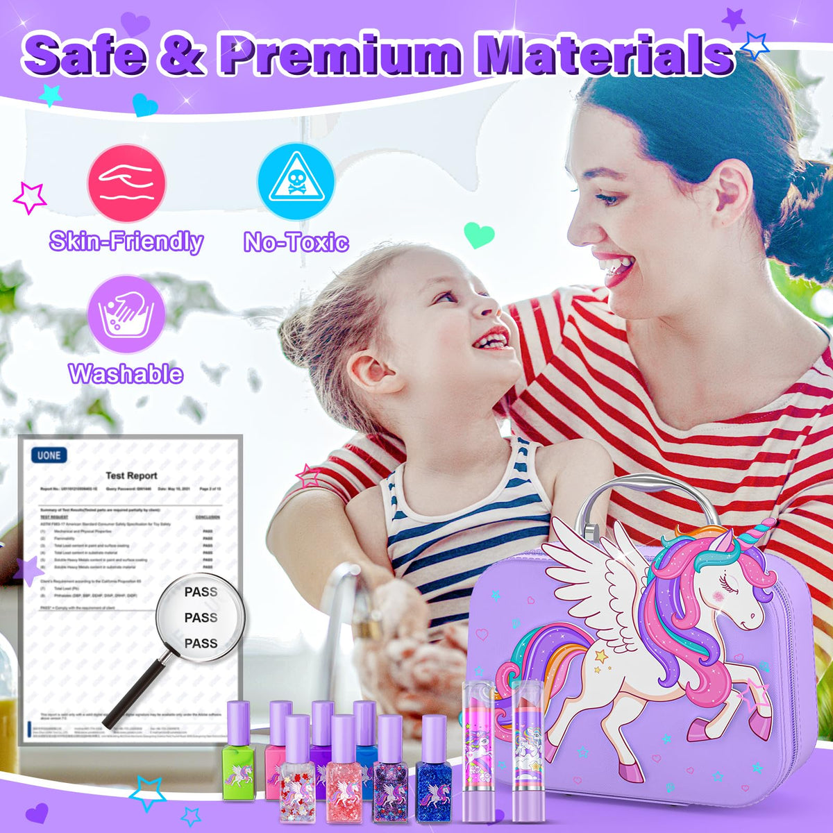 Glisiol Kids Nail Polish Set for Girls Toys, Washable Quick-Dry Toddler Nail Art Kit with Air Cooling Dryer and Cosmetic Case, Christmas or Birthday Gifts for Girls Ages 3 4 5 6 7 9 10 11 12-Purple 🍁 All In One Marketplace Canada