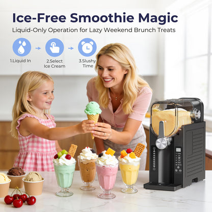 Slushie Machine, No Ice Needed Slushy Maker for Home, Real-Time Temp Display, Frozen Drink Maker with 6 Preset Programs for Ice Cream, Frappés, Milk Shake and More, Black, 1 Pack+3Modes - Available at All In One Marketplace Canada