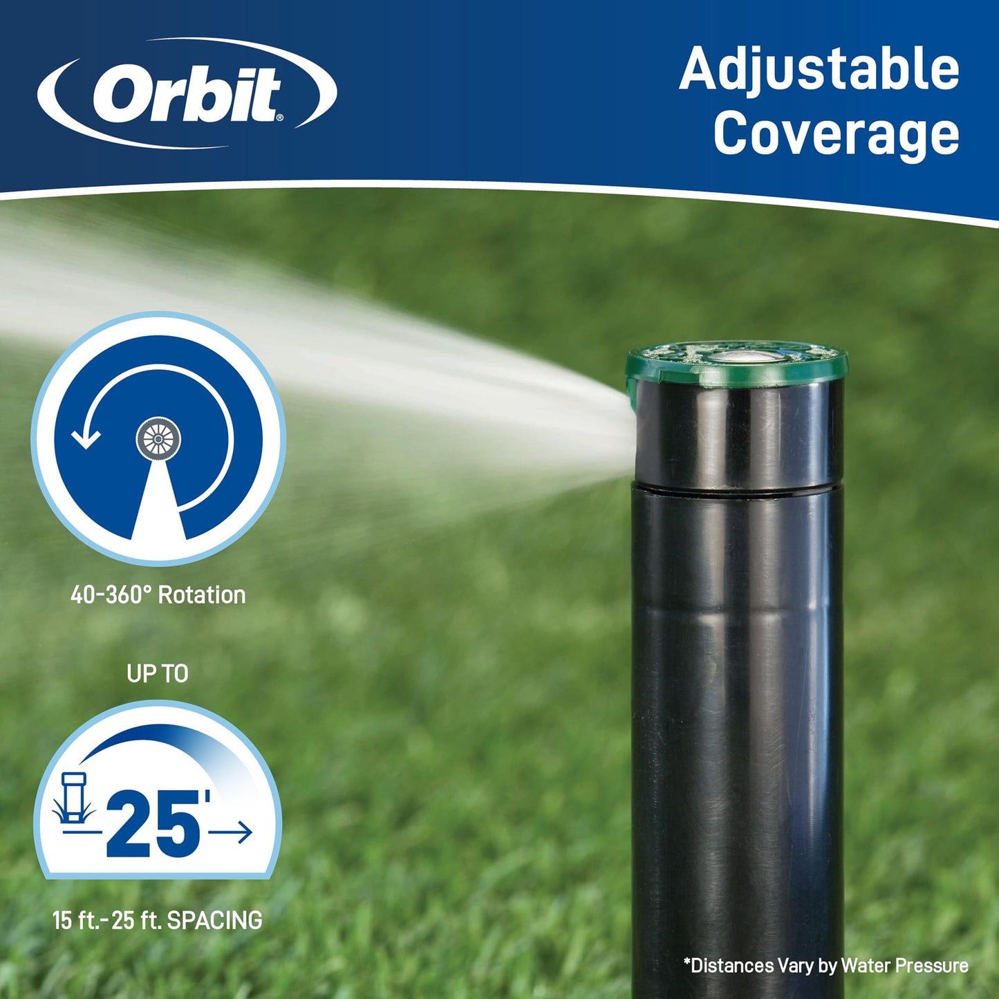 Orbit 55469 – Sprinkler Saturn III Medium Scope, pre-Installed with Nozzle, 5.50 x 11 x 17 cm, Black/Green Orbit