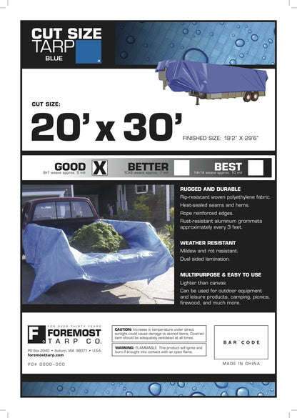 Dry Top 820300 Cut Size Tarp, 20x30 Feet (Brown/Green)