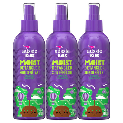 Aussie Kids Moist Sulfate Free Detangler for Kids, Paraben Free, 708 mL Total (3 Count of 236 mL Each)