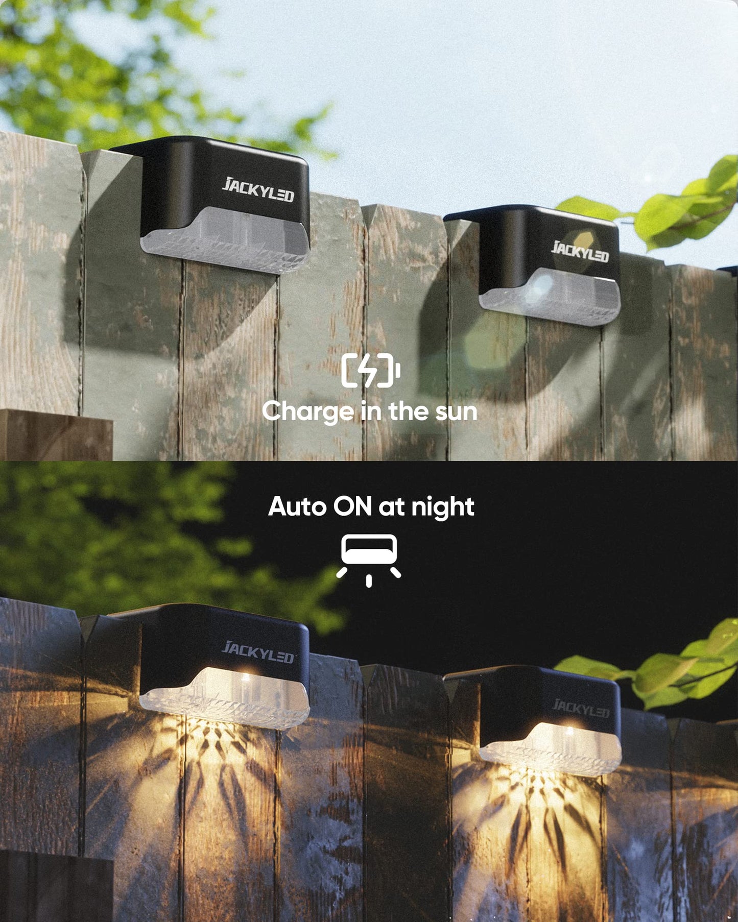Solar Deck Lights Outdoor 16 Pack, JACKYLED Solar Step Lights Outdoor Waterproof LED Solar Powered Stair Lights for Patio Deck Porch Step Fence Railing Wall Garden Pool Yard - Available at All In One Marketplace Canada