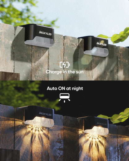 Solar Deck Lights Outdoor 16 Pack, JACKYLED Solar Step Lights Outdoor Waterproof LED Solar Powered Stair Lights for Patio Deck Porch Step Fence Railing Wall Garden Pool Yard - Available at All In One Marketplace Canada
