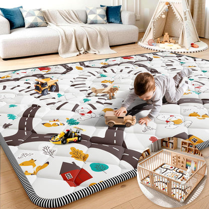 Palopalo 71x59in Christmas Baby Play Mat with Train Track Winter Design 🍁 All In One Marketplace Canada
