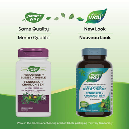 Nature's Way Fenugreek + Blessed Thistle – Herbal Supplement for Digestion & to Promote Lactation – 450mg Fenugreek & 375mg Blessed Thistle for Breastfeeding Support – 180 Vegetarian Tablets - Available at All In One Marketplace Canada
