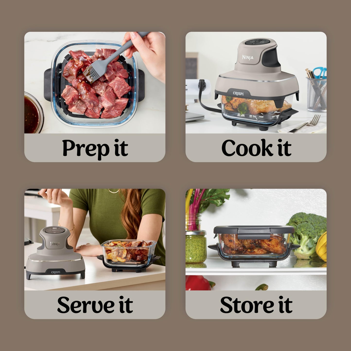 Ninja Crispi Portable Glass Air Fryer Cooking System – 4-Qt & 6-Cup CleanCrisp Containers, Nontoxic, Leak-Proof, Dishwasher Safe – Air Fry, Bake, Max Crisp, Recrisp FN101CSD (Canadian Version) 🍁 All In One Marketplace Canada