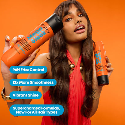 Matrix Mega Sleek Anti-Frizz Sulfate-Free Smoothing Shampoo for All Frizzy Hair, Professional Formula, For Humidity & Static Protection Matrix