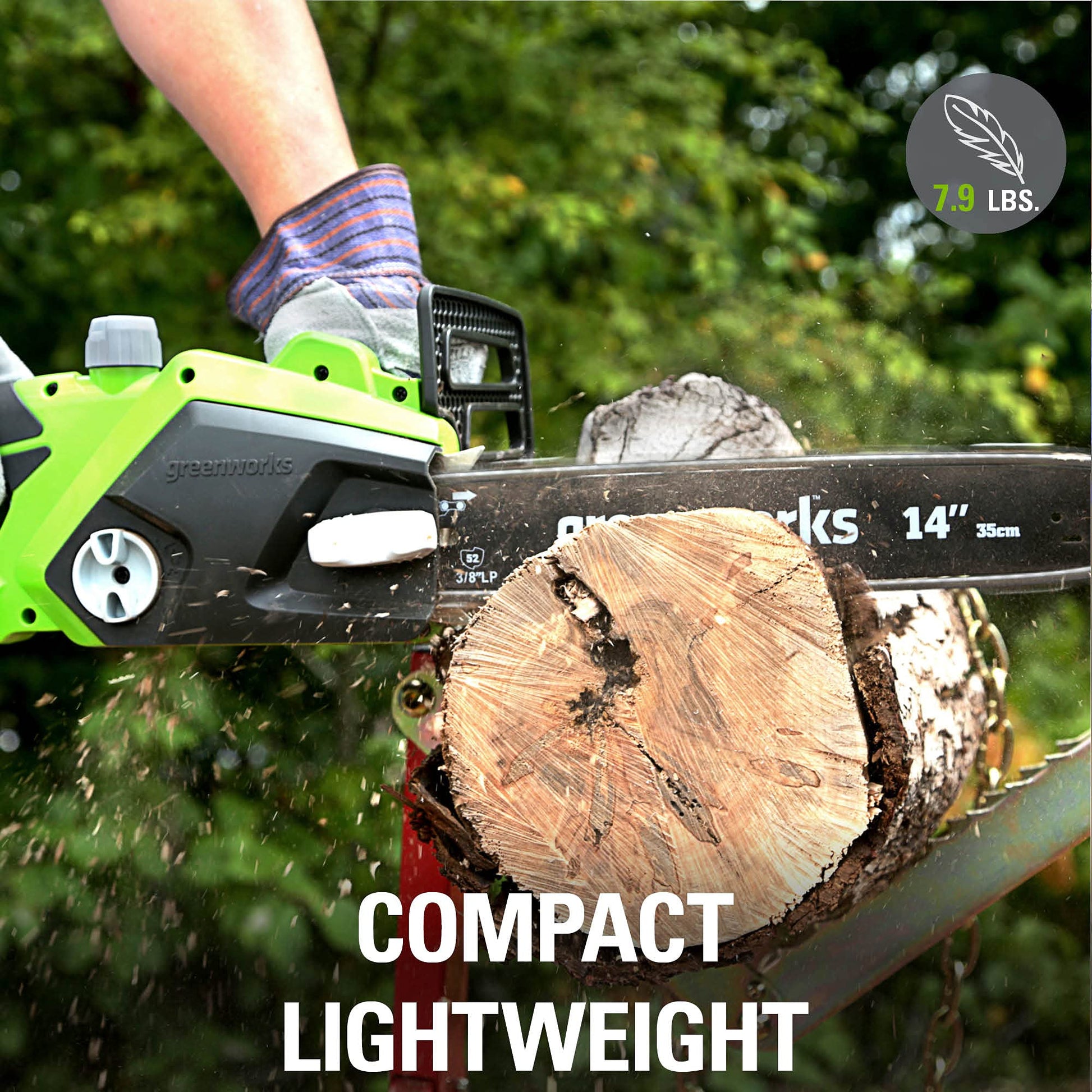 Greenworks 9 Amp 14-Inch Corded Chainsaw with Tool-less Chain Tensioning & Auto Oiling, Electric Handheld Chainsaw for Garden Yard Maintenance Tree Felling Triming, Firewood Cutting Logging Pruning Greenworks