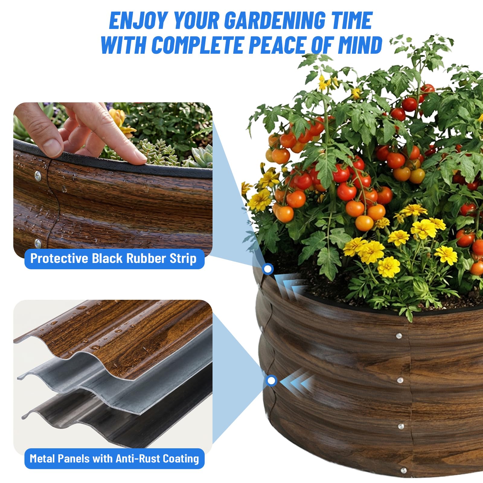 SnugNiture Galvanized Raised Garden Bed Outdoor, 2 Pcs 4x2x1ft Oval Metal Planter Box for Planting Plants Vegetables, Brown - Available at All In One Marketplace Canada