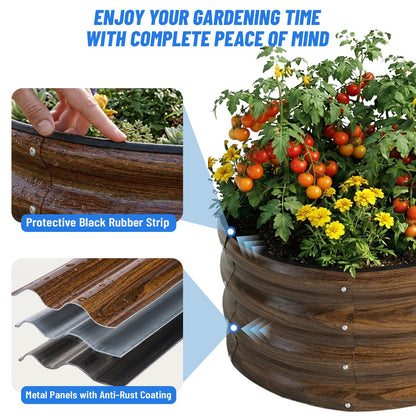 SnugNiture Galvanized Raised Garden Bed Outdoor, 2 Pcs 4x2x1ft Oval Metal Planter Box for Planting Plants Vegetables, Brown - Available at All In One Marketplace Canada