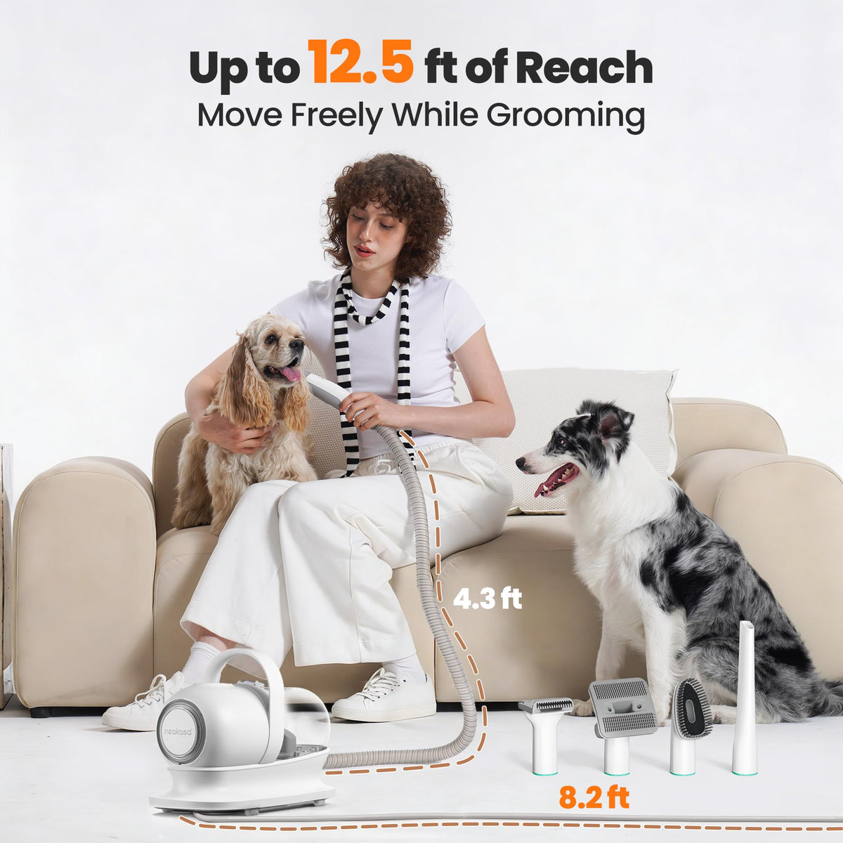 Neakasa P1 Pro Pet Grooming Kit & Vacuum Suction 99% Pet Hair, Professional Grooming Clippers with 5 Proven Grooming Tools for Dogs Cats and Other Animals