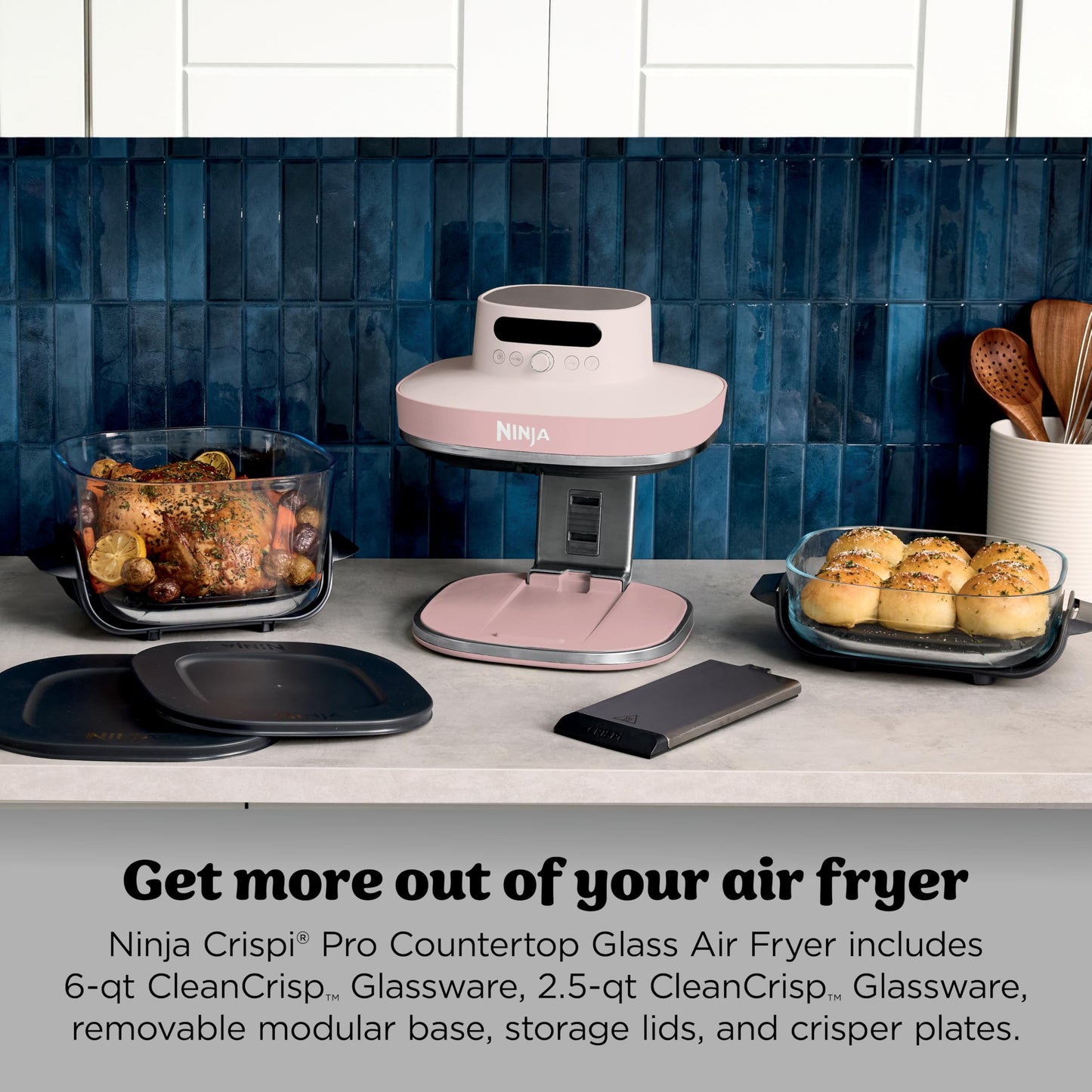 Ninja Crispi Pro Glass Air Fryer, 6-in-1, Rose, AS101CRS Ninja