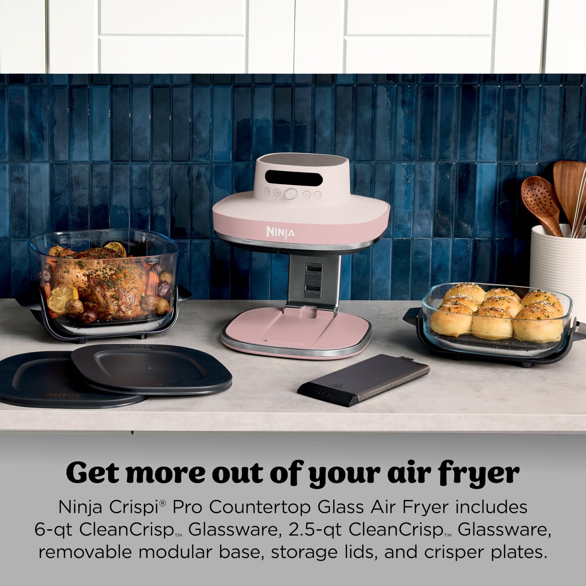 Ninja Crispi Pro Glass Air Fryer, 6-in-1, Rose, AS101CRS Ninja