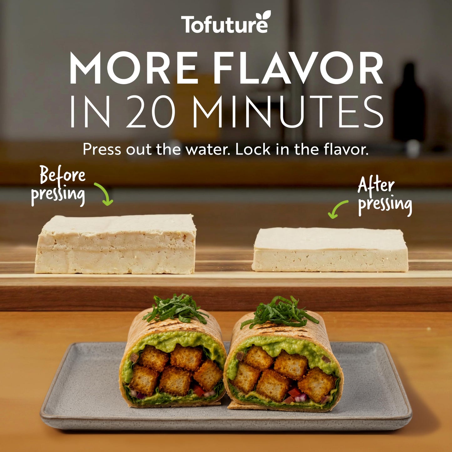 Tofuture Tofu Press | Patented Self-Contained | Vegan, Fits 8-16 oz Block Tofuture