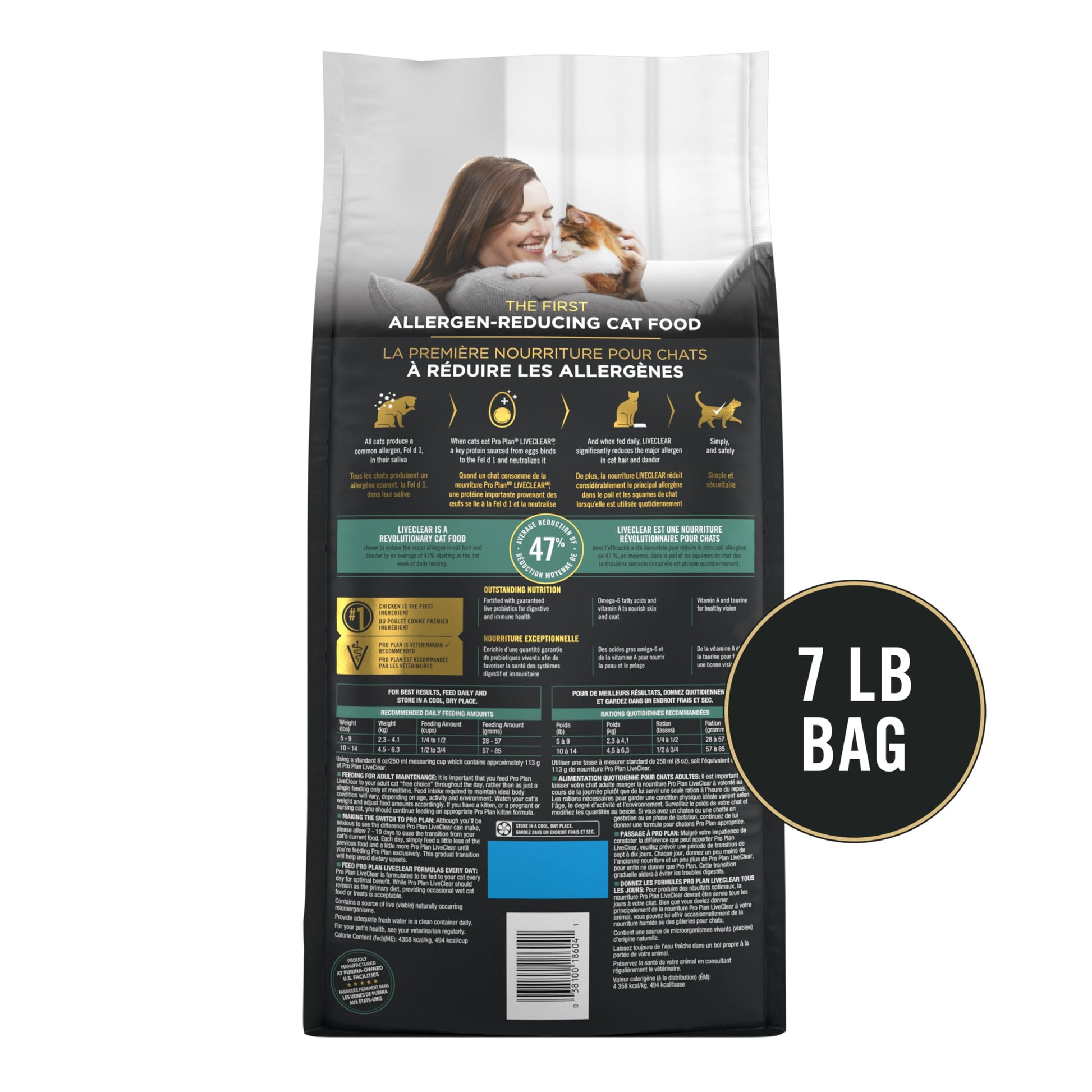 Purina Pro Plan Specialized LiveClear Dry Cat Food, Chicken & Rice - 3.18 kg Bag (1 Pack)