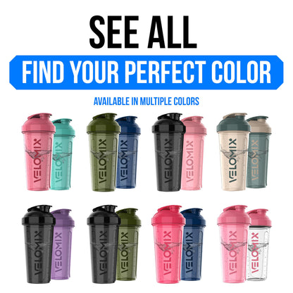 VELOMIX -2 Pack- 28 oz Protein Shaker Bottles for Protein Mixes - 2x Wire Whisk | Leak Proof Shaker Cups for Protein Shakes | Protein Shaker Bottle Pack | Shakers (Transparent & Black - 28oz)