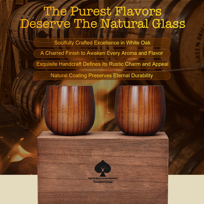 Tinnberlohas Charred Wooden Whiskey Glass Gift Set of 2 with Wood Gift Box 🍁 All In One Marketplace Canada