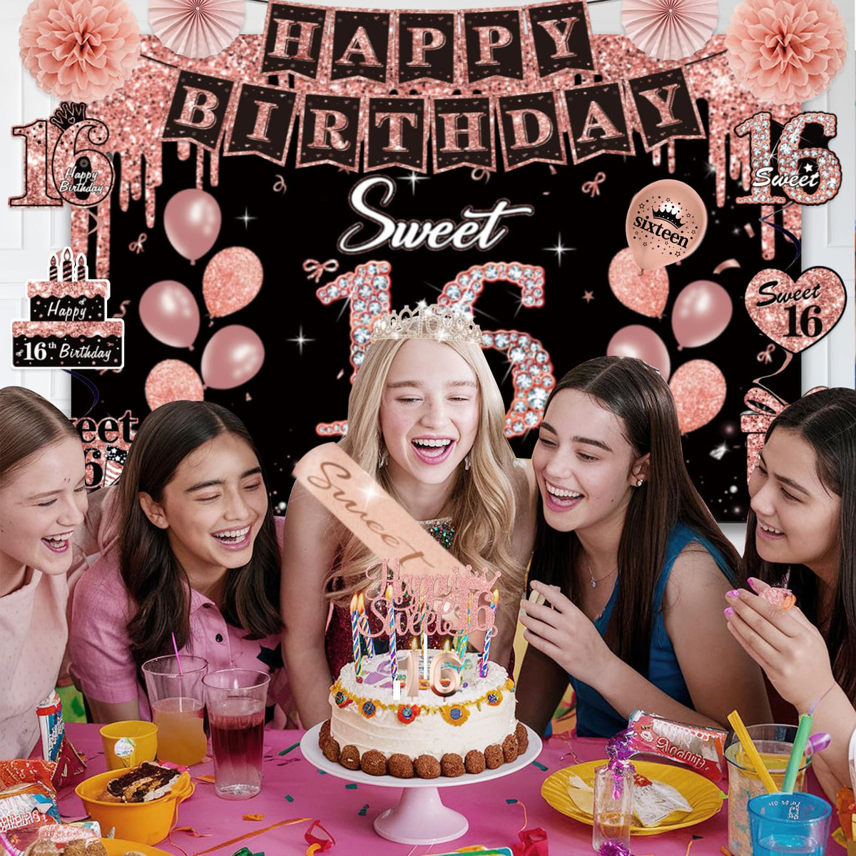 50Pcs Sweet 16 Birthday Party Decorations for Girls,Pre-Assembled Party Set 🍁 All In One Marketplace Canada