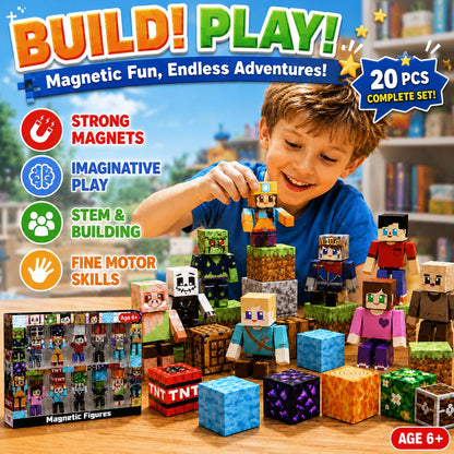 20 PCS Magnetic Action Figures Playset - Magnetic Building Blocks, Magnet Cubes and Rotatable Figures Character Toys for Kids, STEM Toys, Christmas Birthday Gift for 3+ Year Old Boys Girls 🍁 All In One Marketplace Canada