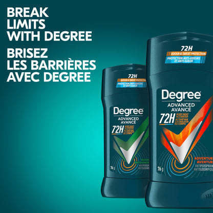 Degree Men Antiperspirant Deodorant for 72-Hour Sweat and Odour Protection, Adventure, 76g (Pack of 4) - Available at All In One Marketplace Canada