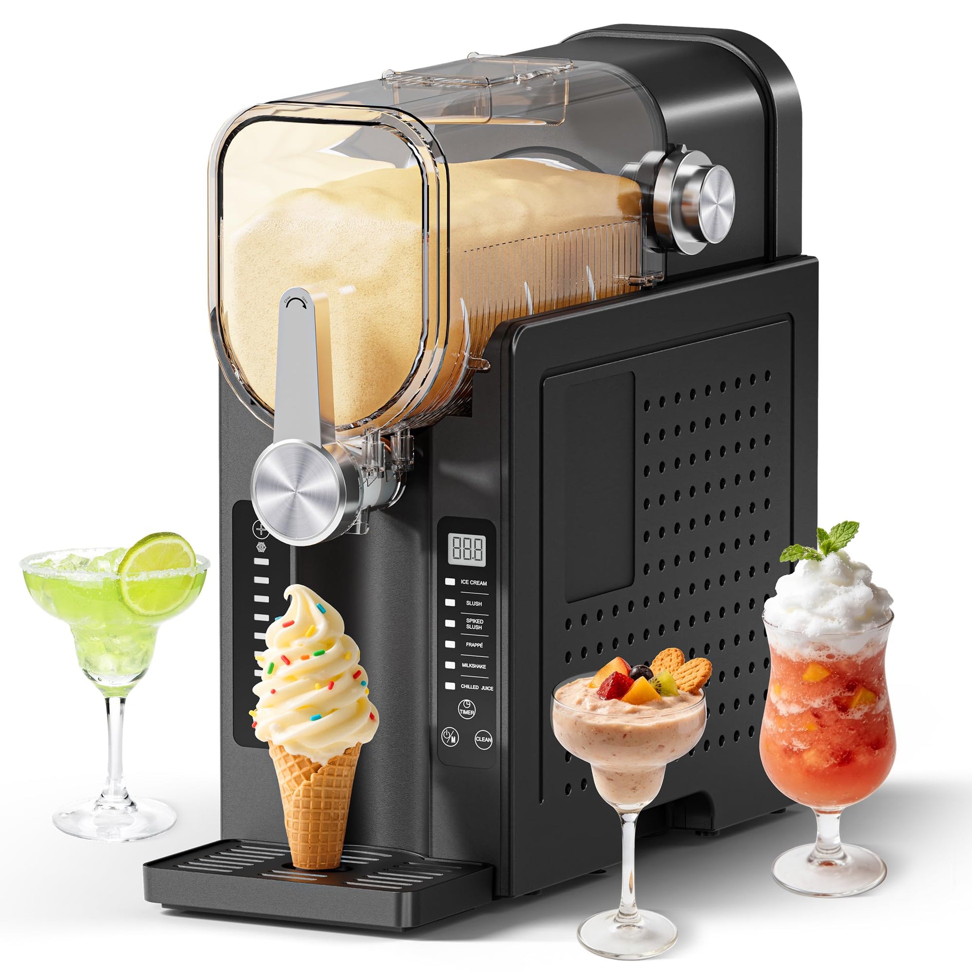Slushie Machine, No Ice Needed Slushy Maker for Home, Real-Time Temp Display, Frozen Drink Maker with 6 Preset Programs for Ice Cream, Frappés, Milk Shake and More, Black, 1 Pack+3Modes - Available at All In One Marketplace Canada