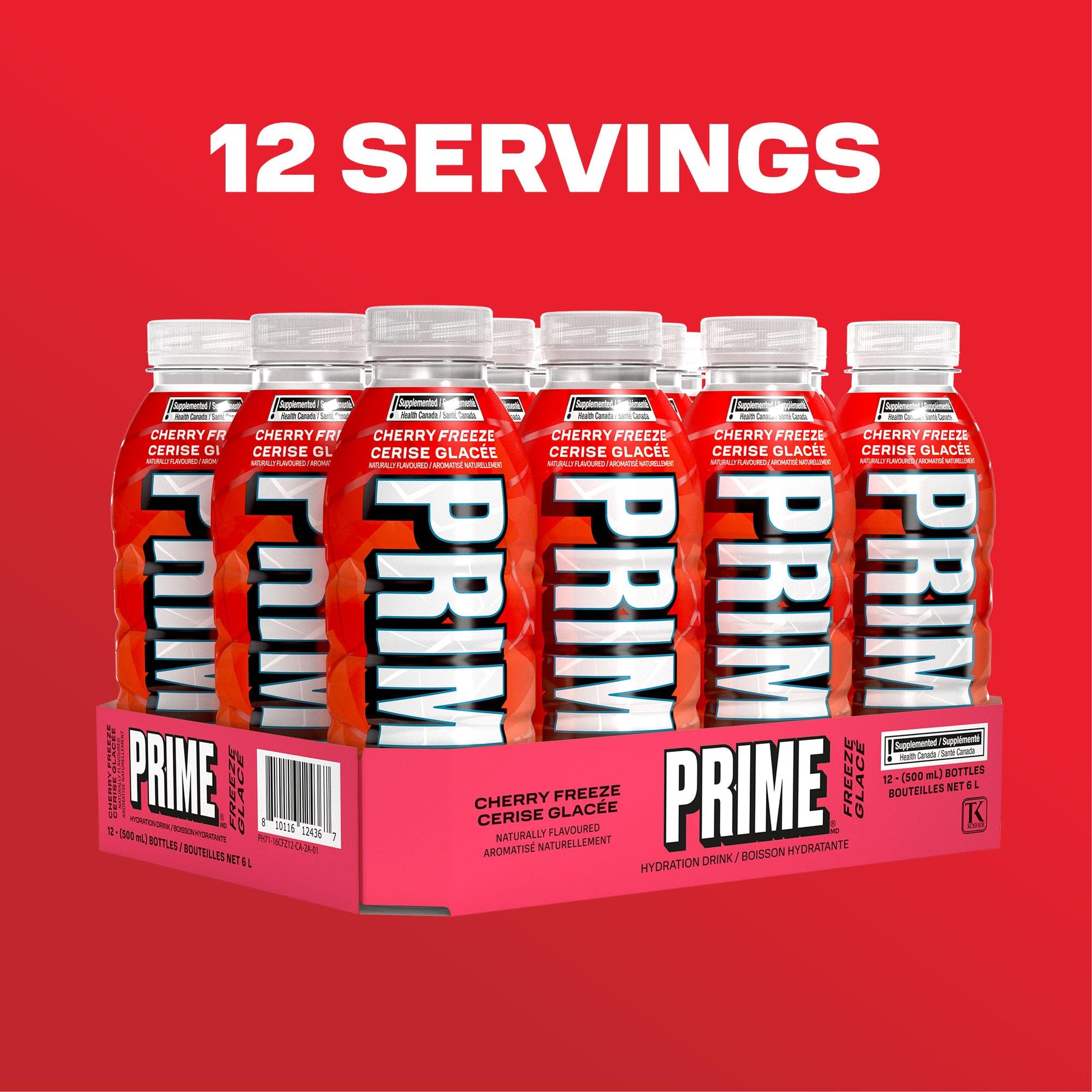 PRIME Hydration CHERRY FREEZE | Sports Drinks | Electrolyte Enhanced | B Vitamins | Antioxidants | 2g of Sugar | 500 mL | 12 Pack PRIME HYDRATION