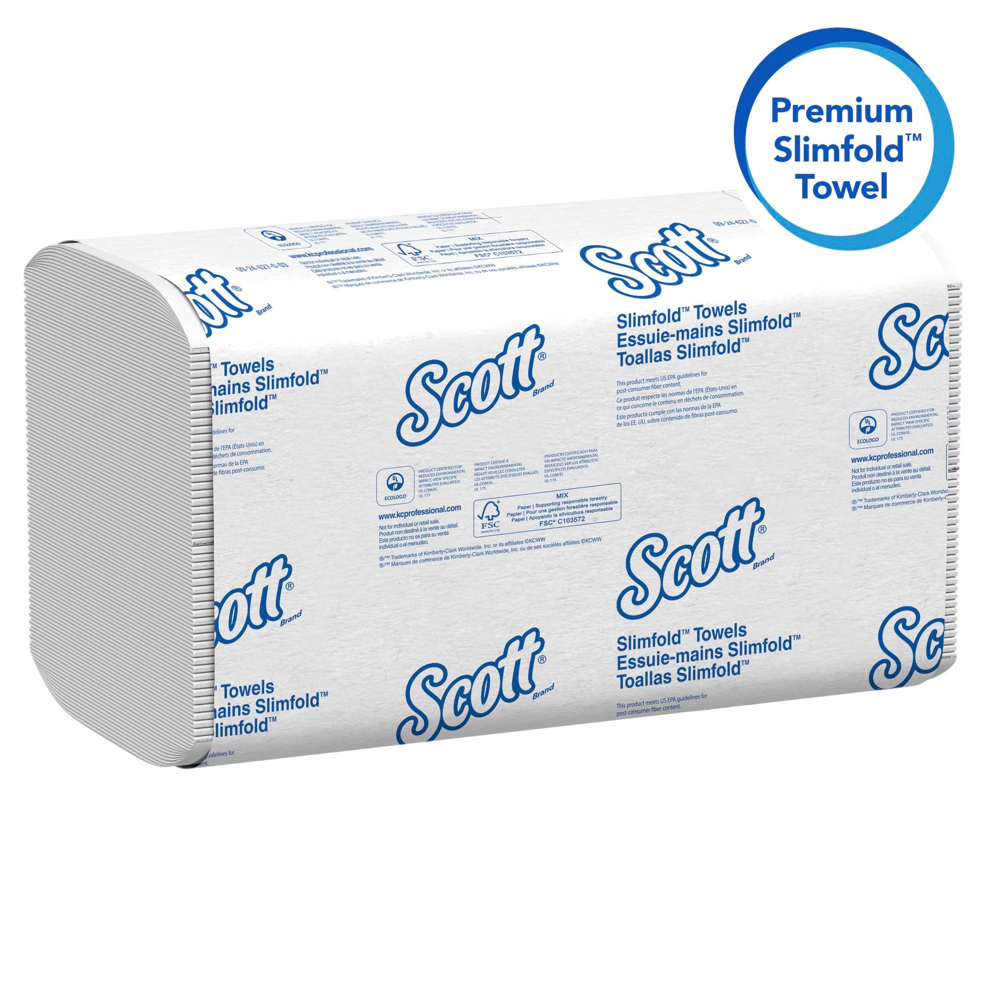 Scott Professional Pro Slimfold Folded Paper Towels, Bulk (04442), Absorbency Pockets, White, for Compatible Kimberly-Clark Professional Dispensers (24 Packs of 90 Sheets, 2,160 Sheet Total) SCOTT PROFESSIONAL