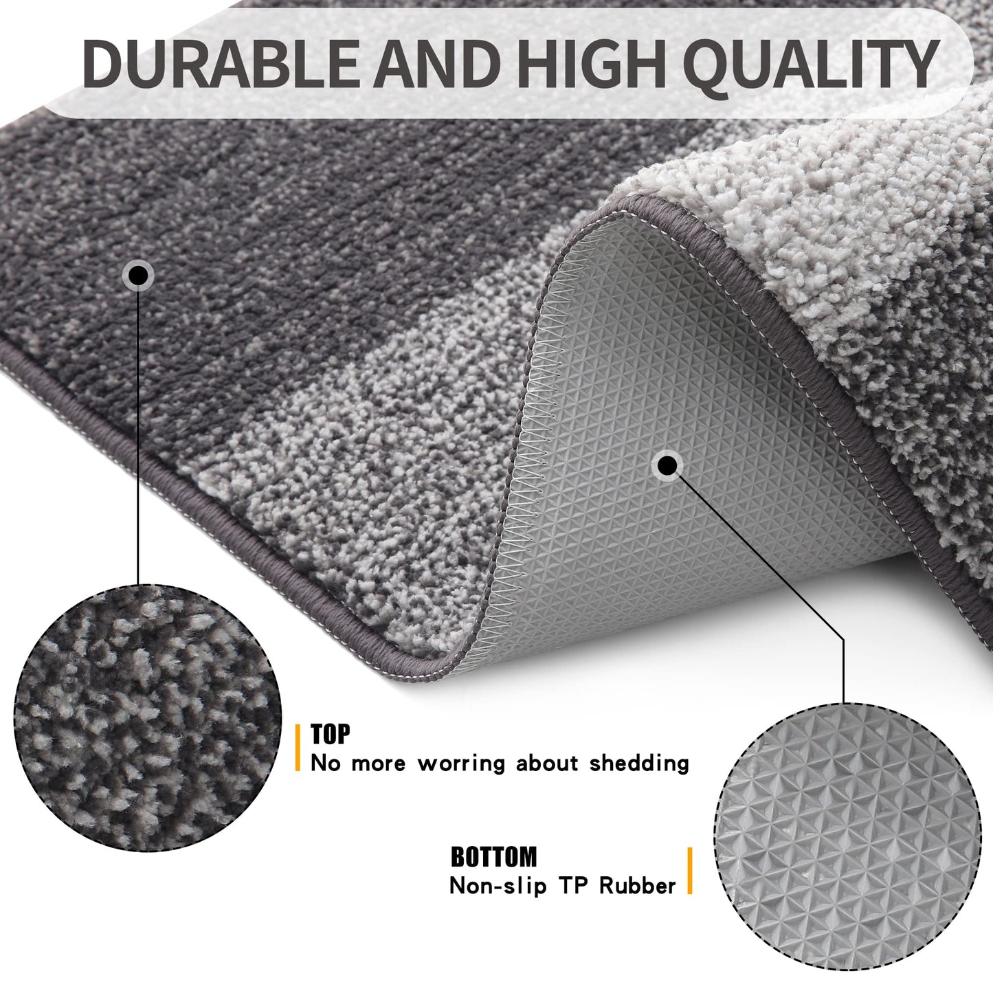 Grandaily Indoor Doormat, 20" x 32" Non-Slip Mud Trapper Absorbent Front Door Mats, Washable Striped Inside Entryway Mat, Low-Profile Welcome Mat Entrance Mat, Grey