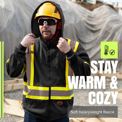 Pioneer Hi Vis Hoodie For Men - Heavyweight Black Fleece - Class 1 🍁 All In One Marketplace Canada