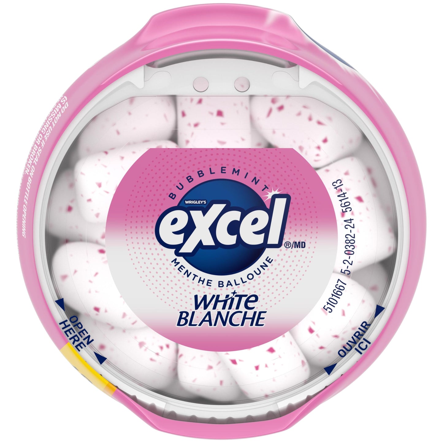 EXCEL White, Bubblemint Flavoured Sugar Free Chewing Gum, 60 Pieces, 6 Bottles - Available at All In One Marketplace Canada