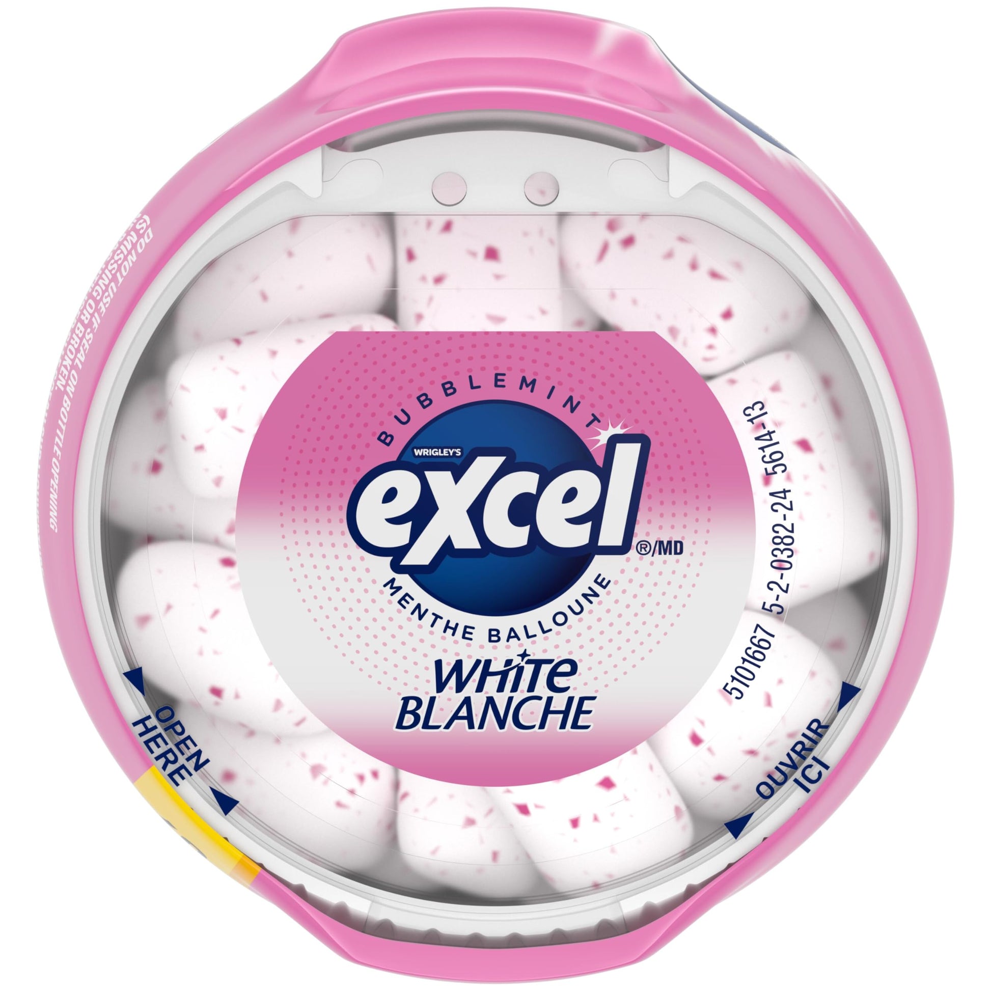 EXCEL White, Bubblemint Flavoured Sugar Free Chewing Gum, 60 Pieces, 6 Bottles - Available at All In One Marketplace Canada