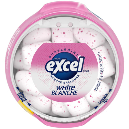 EXCEL White, Bubblemint Flavoured Sugar Free Chewing Gum, 60 Pieces, 6 Bottles - Available at All In One Marketplace Canada