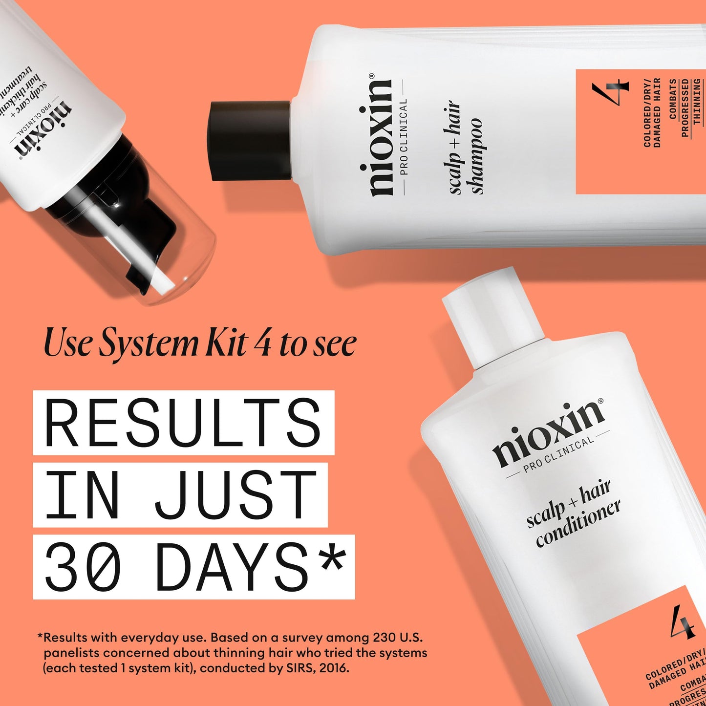 Nioxin System 4 Scalp + Hair Shampoo - Hair Thickening Shampoo For Damaged Hair with Progressed Thinning, 16.9 fl oz (Packaging May Vary) NIOXIN