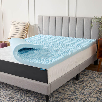 Lucid 3 Inch Gel Memory Foam Plush - Cooling Targeted Convoluted Comfort Zones Mattress Topper, Twin