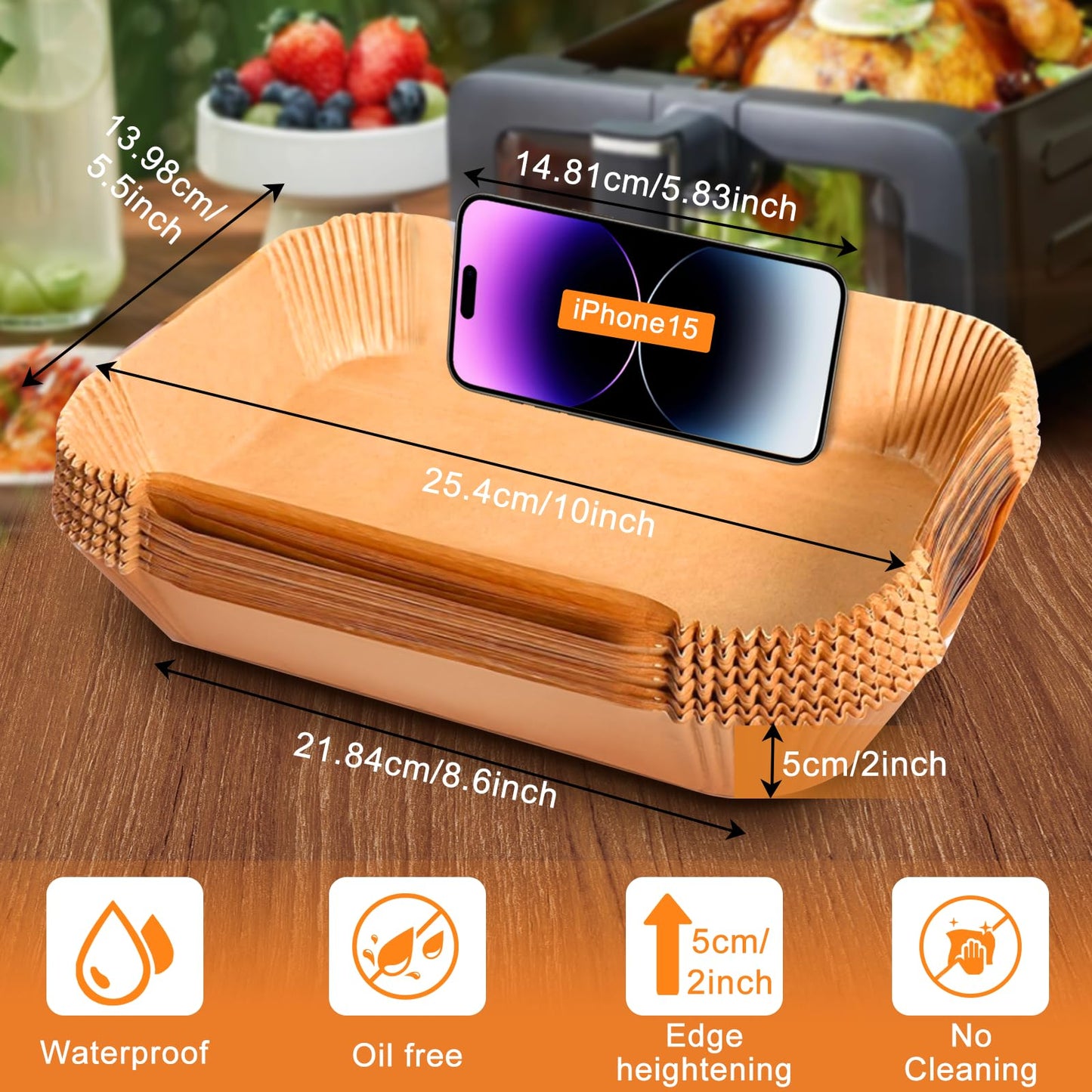 200PCS Air Fryer Liners for Ninja: Higher Non-Stick Disposable Parchment Paper Liner for Ninja DZ201/DZ401 Dual Airfryer Baking - Food Grade Ninja Air Fryer Accessories - Rectangle 8.6 x 5.5 inch - Available at All In One Marketplace Canada