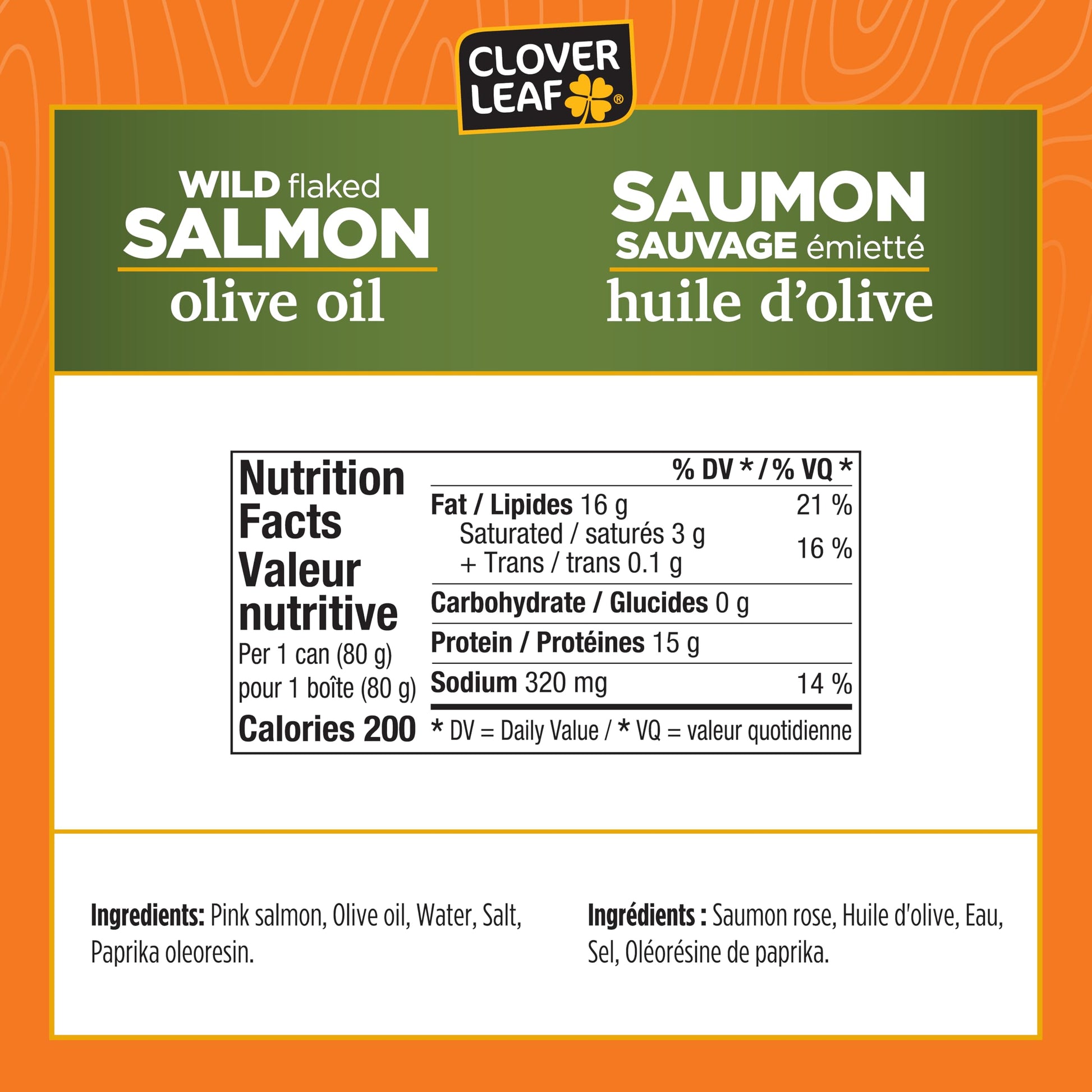 Clover Leaf Wild Flaked Pink Salmon Olive Oil 80g, 24 Easy-Peel Cans Clover Leaf