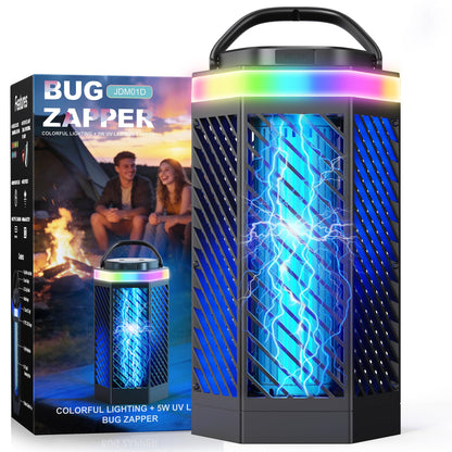REOGLE Bug Zapper Outdoor Indoor, Rechargeable Mosquito Zapper with 8000mAh Battery & LED Night Light, USB Charging Electric Fly Zapper, Portable Fly Trap Fly Killer for Patio, Backyard, Garden