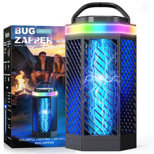 REOGLE Bug Zapper Outdoor Indoor, Rechargeable Mosquito Zapper with 8000mAh Battery & LED Night Light, USB Charging Electric Fly Zapper, Portable Fly Trap Fly Killer for Patio, Backyard, Garden