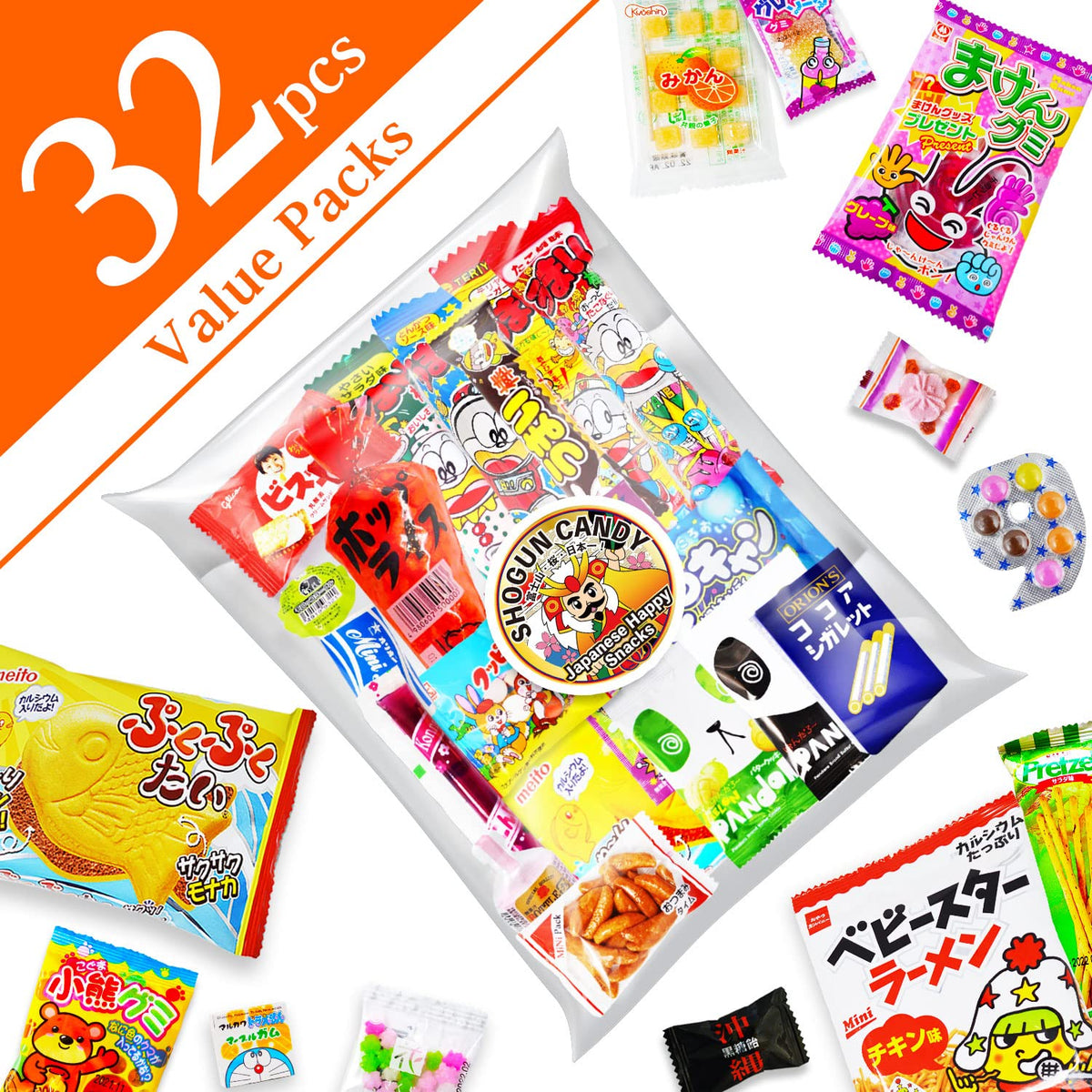 【SHOGUN CANDY】 a 32 piece collection of assorted Japanese snacks and candy gift for Journey through Asia with popular Japanese snacks box 🍁 All In One Marketplace Canada