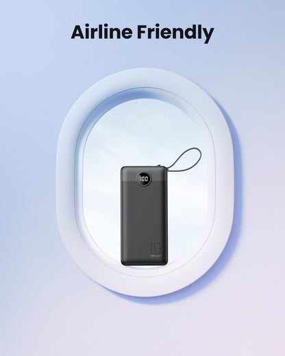 Coowisty Slim Power Bank 10000mAh, Portable Charger Built in 4 Cables