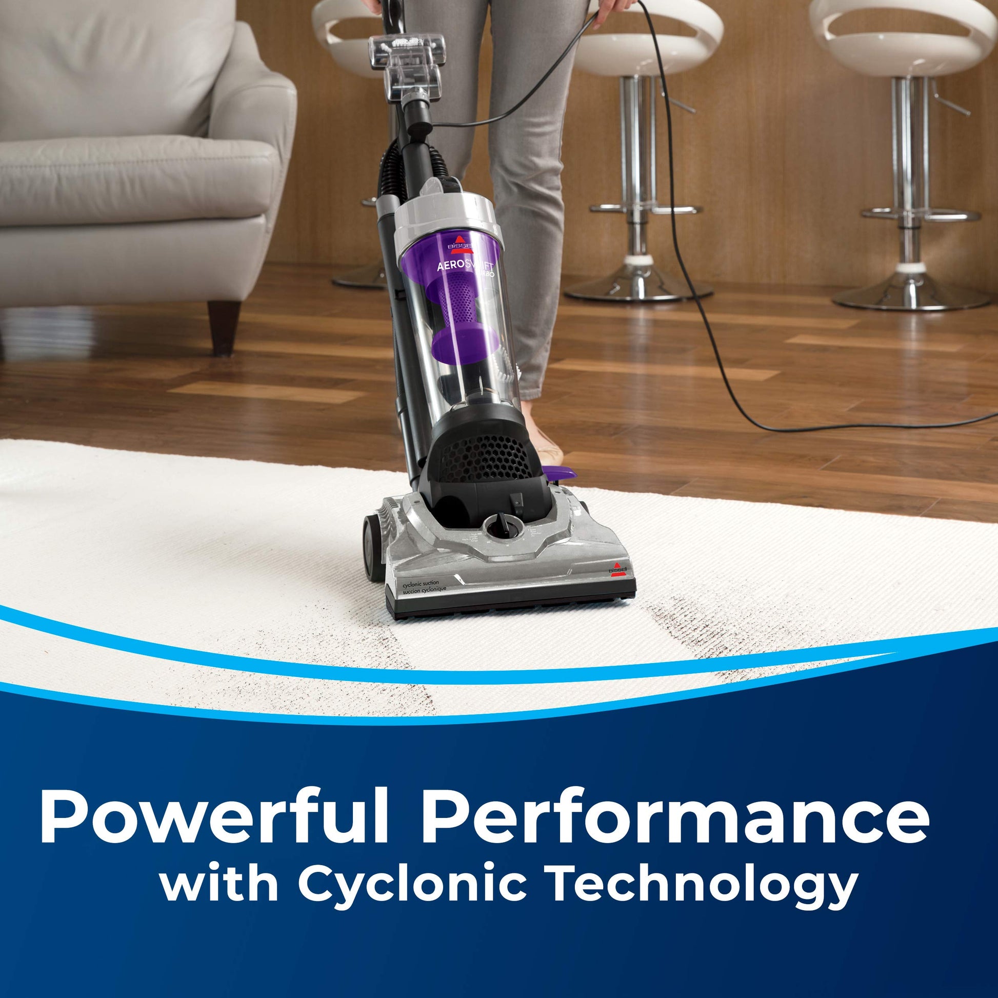 BISSELL AeroSwift Turbo Compact Upright Vacuum Cleaner, Cyclonic Dirt Separation, Built-in Lifetime Filter, TurboBrush Tool, Extension Wand, Bottom-Empty Tank, Lightweight Design, 1808B - Available at All In One Marketplace Canada